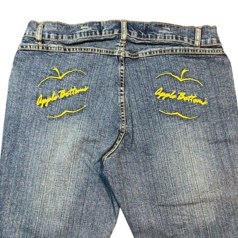 VTG Apple Bottoms Womens Jeans Size 22W Capri Distressed Blue Embroidered NWOT